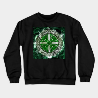 Green Celtic Shield Knot on Marble Crewneck Sweatshirt